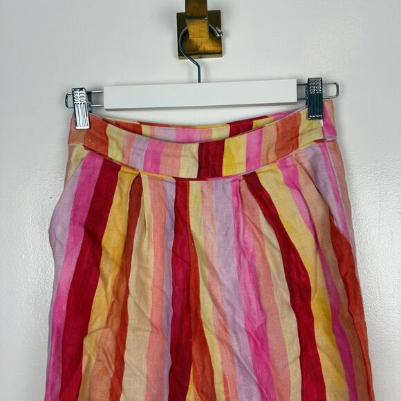 Farm Rio Sunny Stripe Linen Balloon Pants Pink Orange Pockets Sz XS - Picture 7 of 11